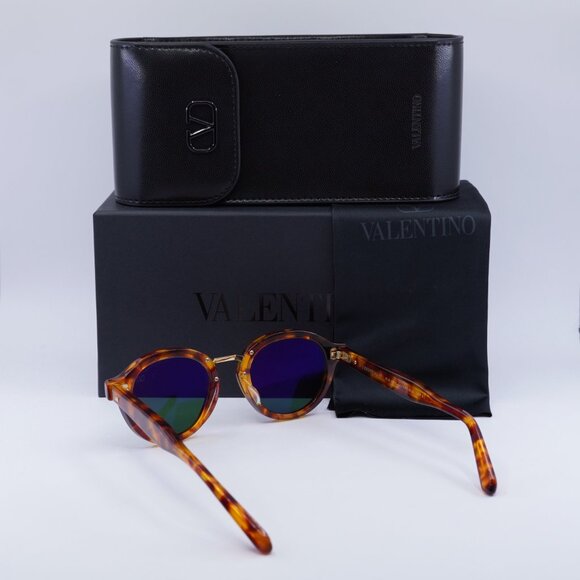 Valentino V-ESSENTIAL-IV VLS-132C Sunglasses Havana Round Frame, Green Lenses - Picture 11 of 11